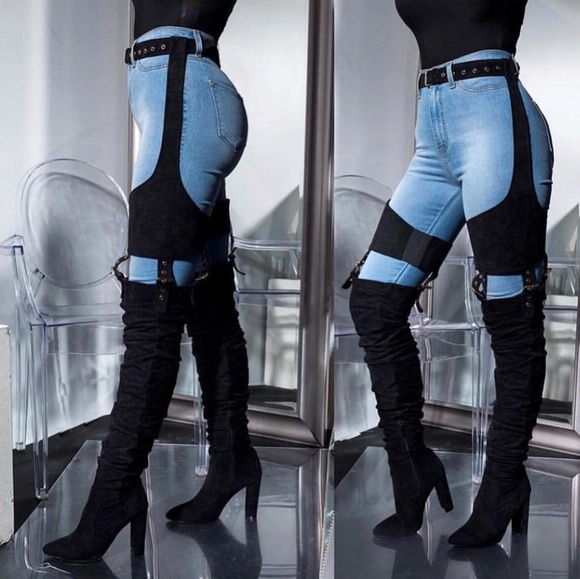 Last Siz 8.5 🔥Harness Belted Suede Over Knee Boot - Picture 7 of 8